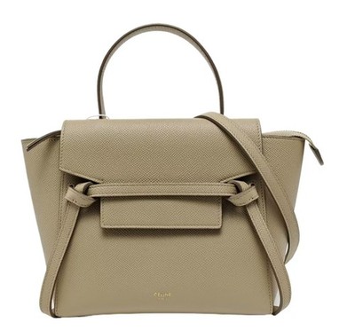 Celine Belt Nano Shoulder Bag Beige Grained Leather GHW