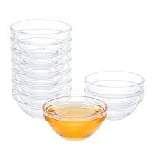 Glass Prep Bowls Set 10 Pack Small Clear Stackable Dipping Sauces Spices