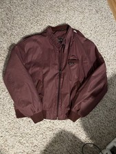 Vintage Members Only Men's Classic Iconic Racer Jacket in burgundy. Size medium
