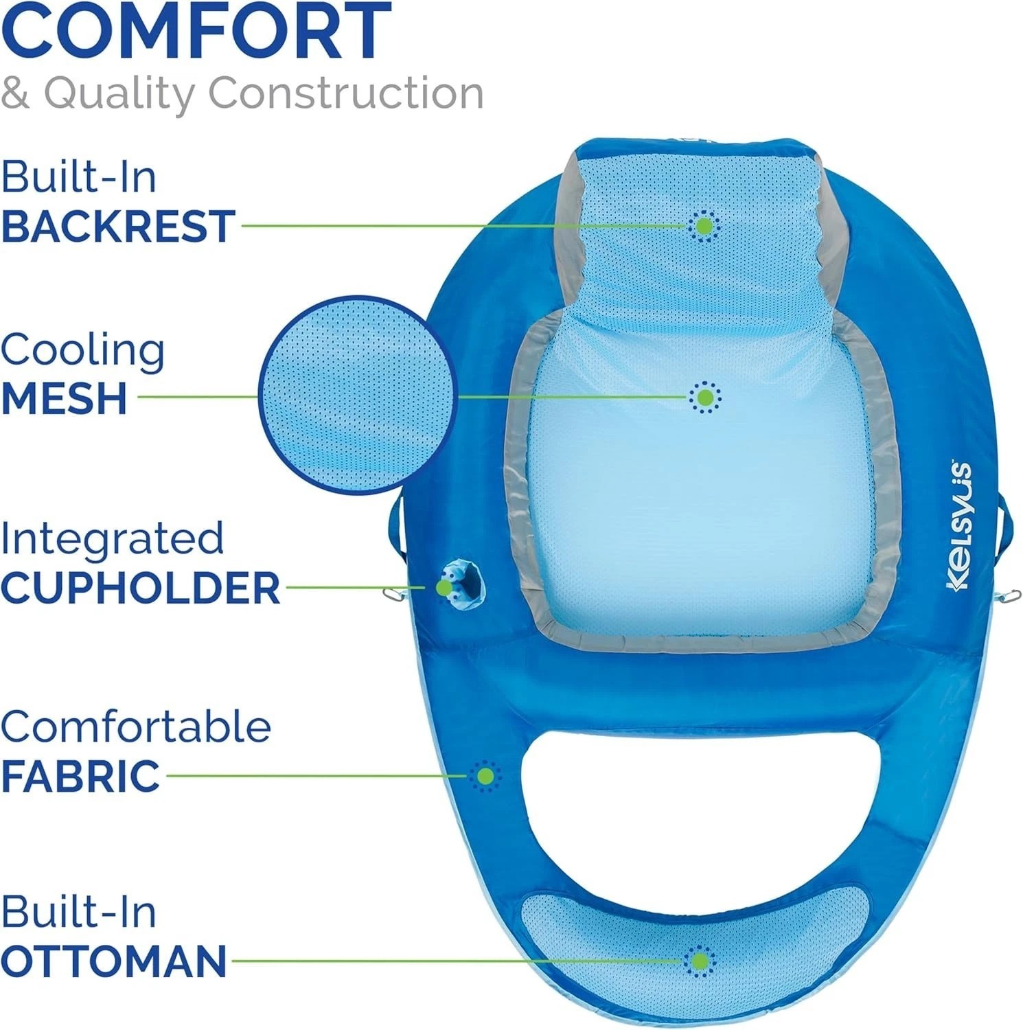 Ultimate Floating Lounger Chair for Adults, Inflatable & Portable with Carry Bag