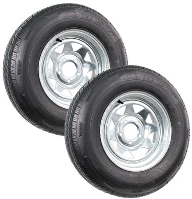 2-Pack Radial Trailer Tire Rim ST205/75R14 LRD 14 Inch 5 Lug Galvanized Wheel