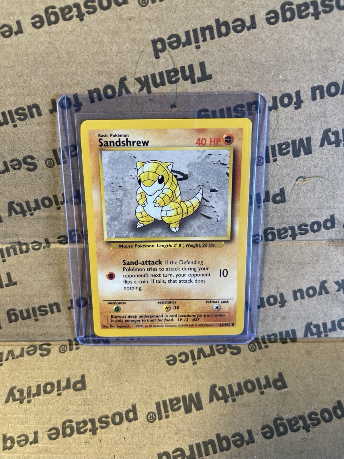 SANDSHREW - Base Set - 62/102 - Common - Pokemon Card - Unlimited Edition - NM