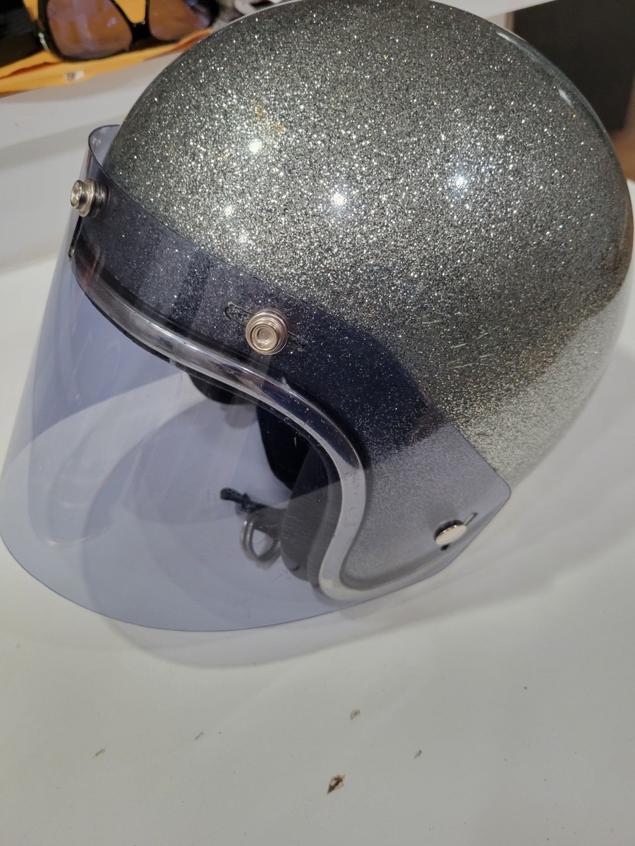 Arthur Fulmer AF-40 Silver Heavy Metal Flake Motorcycle Helmet