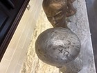 4 VTG Chalkware Male Mannequin Head Bust Faux Bronze Barber Toupee Hat Display — photo 10