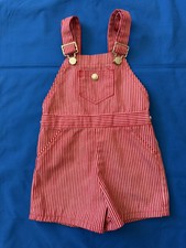 RARE Vintage SEARS Red Hickory Stripe Short Overalls Juvenile Girls 5-6 USA Made