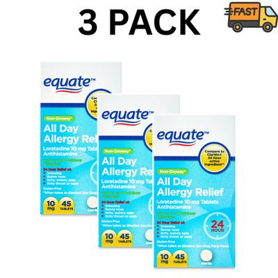 Equate Loratadine 24 Hour Allergy Tablets 10 mg 45 Count Pack of 3