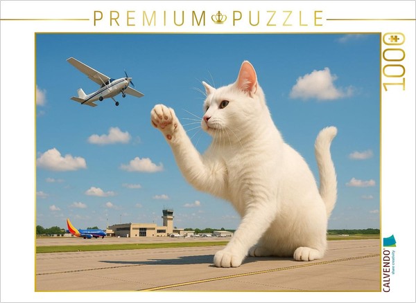 Puzzle Calvendo Jouet Volant - Chat GéAnt Attrape Avion | 1000 PièCes, Format As-image