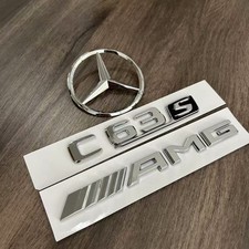 Mercedes Benz W204 C204 Stern C63S AMG Schriftzug Emblem Aufkleber Badge Silber Mercedes Benz W204 C204 Stern C63S AMG Schriftzug Emblem Aufkleber Badge Silber