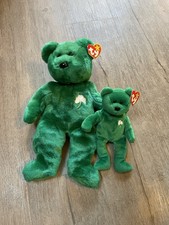 Lot 2 VTG St Patricks Day Irish TY Beanie Bears BABY  BUDDY Green Matching ERIN
