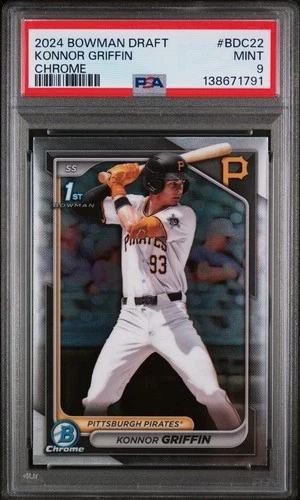 KONNOR GRIFFIN 2024 Bowman Chrome Draft #BDC22 PITTSBURGH PIRATES PSA 9