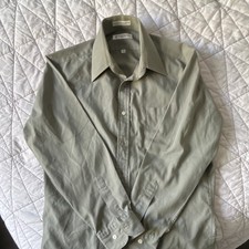 Yves Saint Laurent Chemises Olive Dress Shirt 15.5 32/33 Long Sleeve Pocket