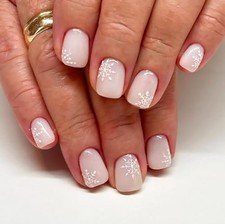 Christmas Press on Nails Short Square Fake Nails Christmas Press on Nails 8
