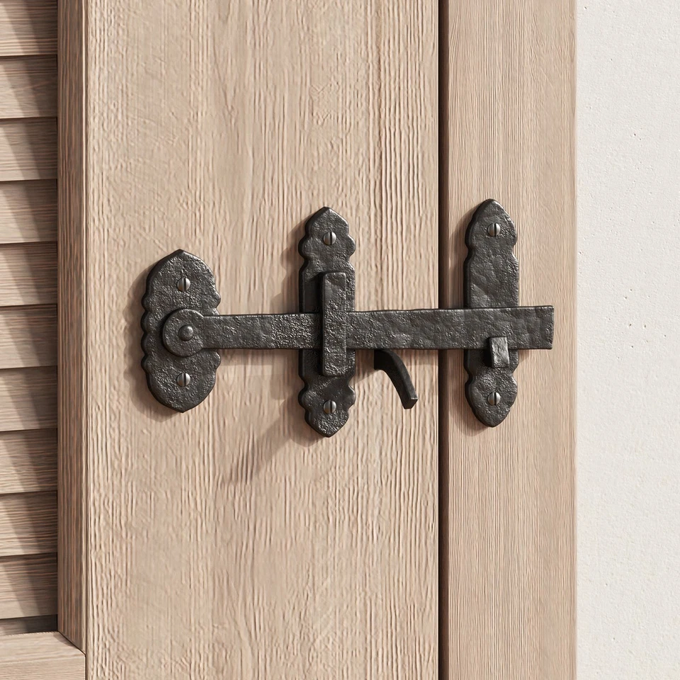 Renovators Supply Fence Gate Latch Lock 6" Black Thumb Cabinet Door Latch Lock - Image 2 of 4