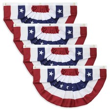 3X6FT American Pleated Fan Flag, USA Patriotic Flag Bunting Half Fan Banner 4...