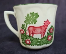 Vtg Johnson Brothers COUNTY CLARE Handled Cup Ironstone Pink Cow VGUC