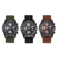 Men Military Army Watch Luminous Date Nylon Strap Quartz Wristwatch Casual Sport