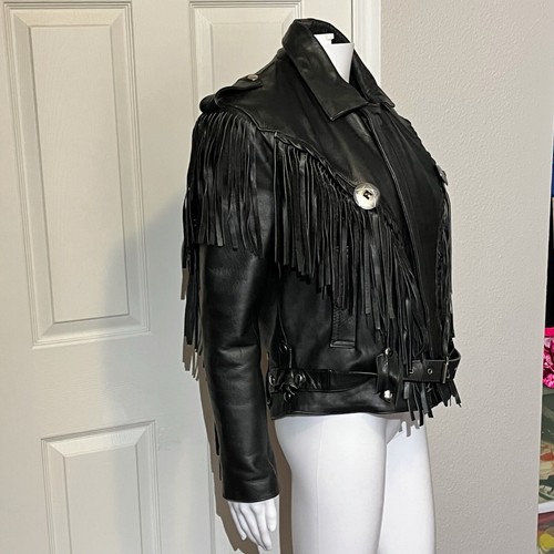Manzoor Vintage 36 Concho Fringe Belt Leather Gypsy Biker Motorcycle Jacket - Picture 17 of 17