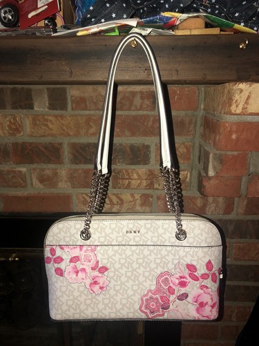 dkny shoulder bag: White/Beige Floral 