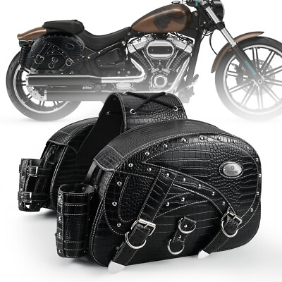 Motorcycle SaddleBags Large 35L Capacity Side Luggage For Harley Softail Fat Boy