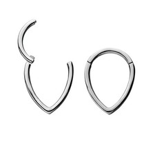 16G 5/16 Teardrop Triangle V Septum Hinged Clicker Ring Steel Nose Seamless Hoop
