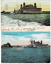2  Antique Postcards: 1906 & 1915 Ellis Island-NYC-Undivided & Divided Backs