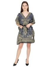 Women Sleepwear Beach Gown Nighty Dress Maxi Short Kaftan Grey
