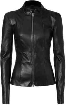 Genuine Lambskin Leather Soft Stylish Casual Fit New Women Jacket Black Handmade
