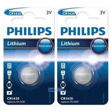 2 x CR1620 3V Lithium Philips Button Battery Coin Cell DL1620 - EXPIRY 07-2026