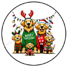 CHRISTMAS GOLDEN RETRIEVERS DOGS ENVELOPE SEALS LABELS STICKERS PARTY FAVORS