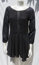 HALSTON HERITAGE Women’s Black Crochet Lace Balloon Sleeves Mini Dress US sz XS