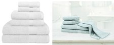 Style Selections 5-PC Cotton Bath Coordinating Towel Set	White, Aqua