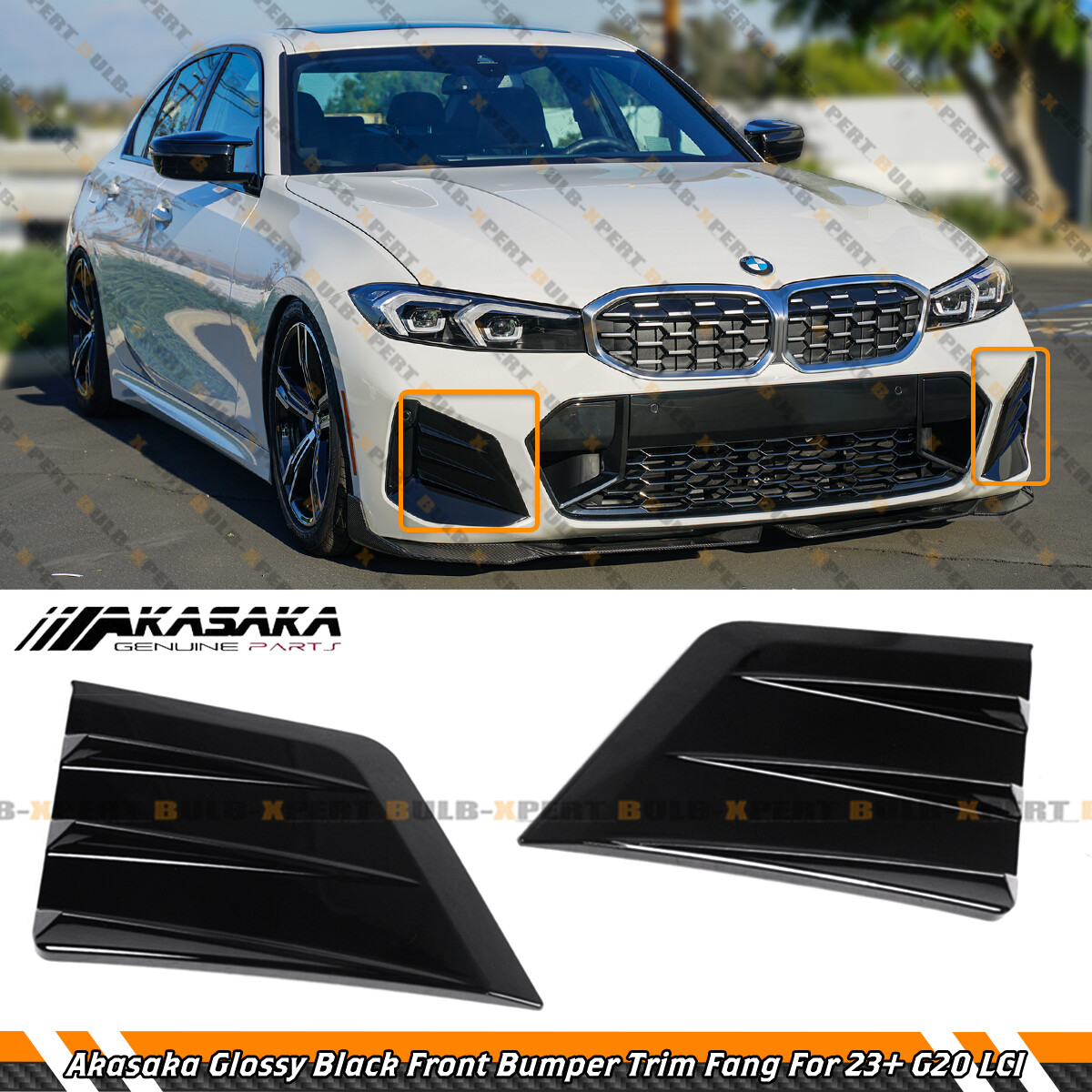AKASAKA FRONT BUMPER FANG TRIM COVER FOR 2023-26 BMW G20 M340i