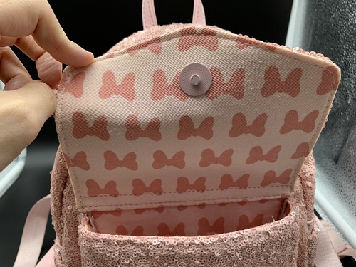Disney Loungefly Millennial Pink Sequins Mini Backpack- Original Logo Rare HTF - Picture 11 of 17