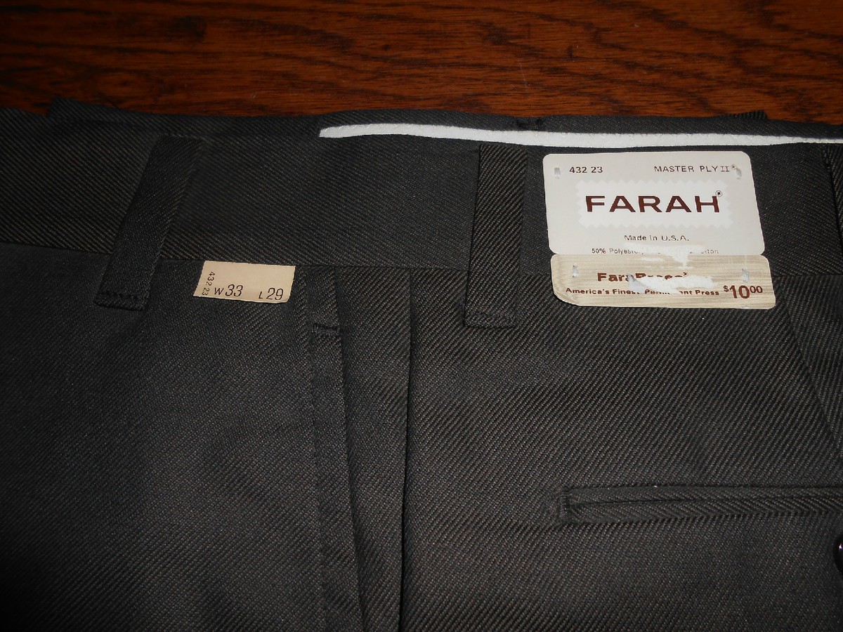 Mens 70s Original Farah Master Ply 2 Perm Press 33x29 Dark Mens 70s Original Farah Master Ply 2 Perm Press 33x29 Dark
