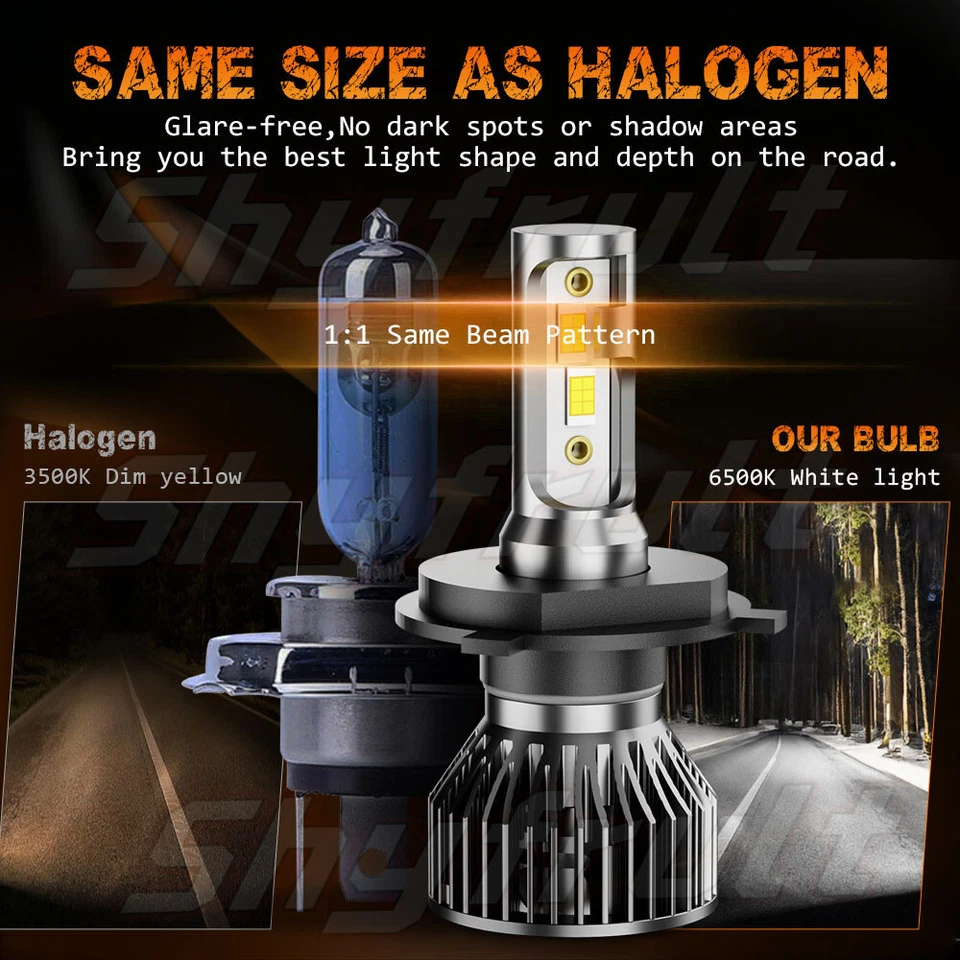 4pcs ' INCH LED Headlights Hi/Lo For Pontiac Sunbird 1986-1993 white 6000k Foto 2 de 4