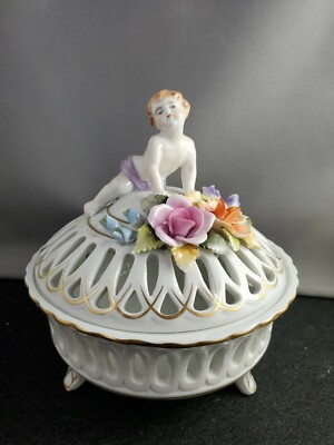 Shierholz Plaue Pmp East German Republic Dish With Lid Baby Flowers