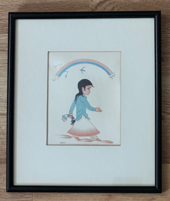 BEATIEN  YAZZ NATIVE AMERICAN RARE IMAGE PRINT  MATTED/FRAMED   10.25'' X 8.75''