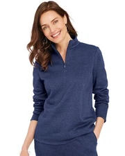 Blair Better Than Basic Everyday 1/4 Zip FLEECE Top Womens 2XL Indigo Heather