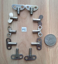 #6 Lot 10 vintage wind-up winding alarm clock keys round hole Steampunk