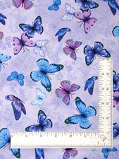 Butterflies Blue Purple Fabric By The Yard Butterfly Tossed Cotton by Hi Fashion