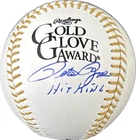 Pete Rose Signed Gold Glove Award Baseball JSA & Rose Player Hologram Hit King