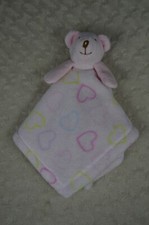 Pink Teddy Bear Lovey Security Blanket Hearts RN 100364 Blue Purple Green Plush
