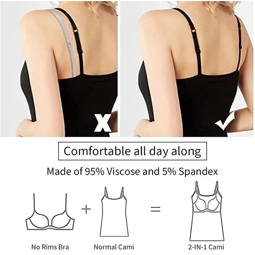 Damen Unterhemd BH-Hemd Basic Eingebauter BH Bügelloser Gepolstert Tank Tops DE - Bild 4 von 19