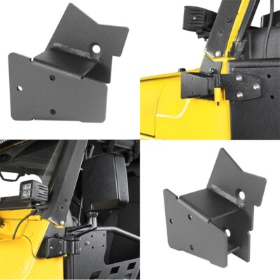 2Pcs Black Steel Door Mirror Relocation Brackets Fit Jeep Wrangler TJ 97-06 