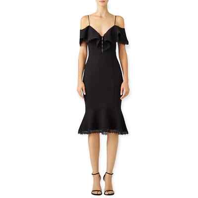 Nicholas bandage ruffle off the shoulder midi dress | eBay