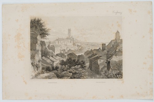 H. WINKLES (1801-1860), Freiburg im Üechtland, Fribourg, um 1840, Sst. Historism - Bild 5 von 5