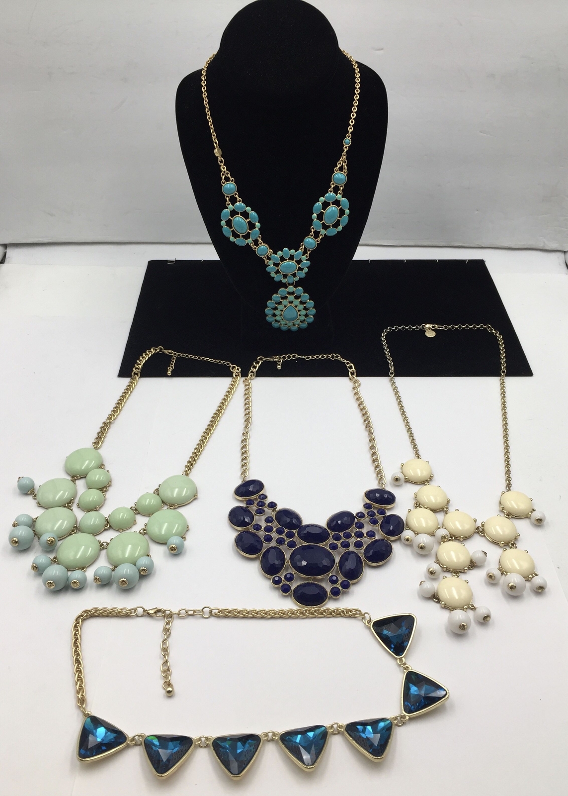 GoldTone 5pc Lot Branded Unbranded Multi Stone Costume Fashion