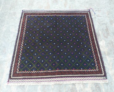 3'7''x3'7''ft Nomadic Vintage Belutsch Teppich Schafwolle Teppich Afghan Rug Square Rug 