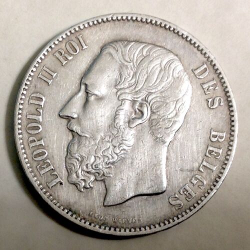1873 Belgium 5 Francs Leopold II cd