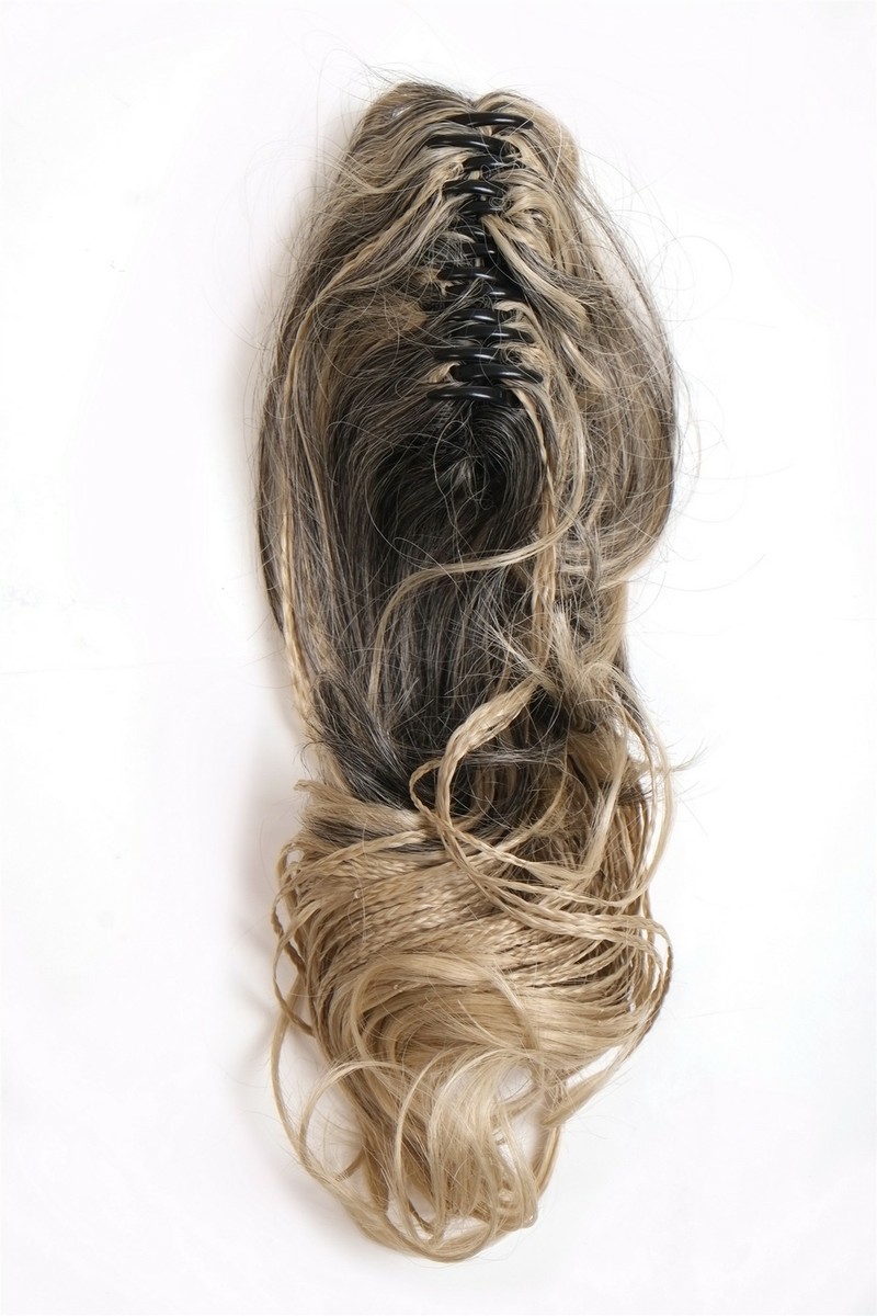WIG ME UP Haarteil Pferdeschwanz Mit Butterfly-Klammer, Braun-hellblond, Eingeflochten | Kunstfaser-Zopf